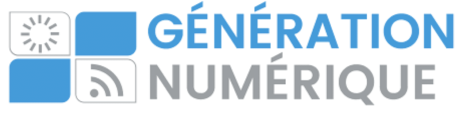 GN logo with overlapping letters in blue and green, representing Groupe Numérique, contemporary and innovative mood, minimal background